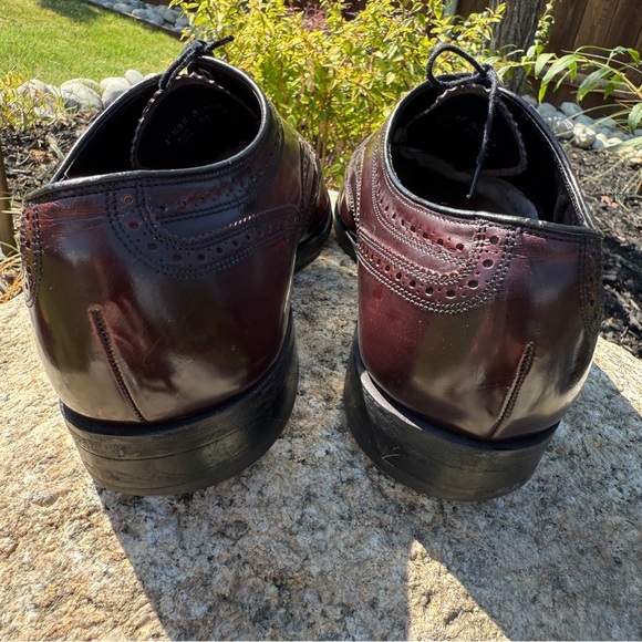 VINTAGE! Florsheim Men's Lexington Wingtip Brogue Dress Shoes Size 10.5 Burgundy - Picture 5 of 10